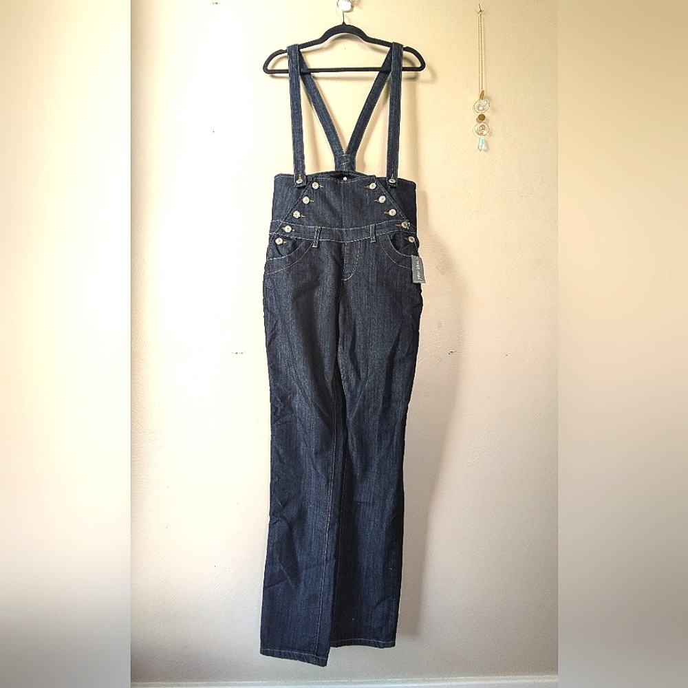 ALMOST FAMOUS High-Waisted Overalls, button details, Suspenders, Size 13, NWT